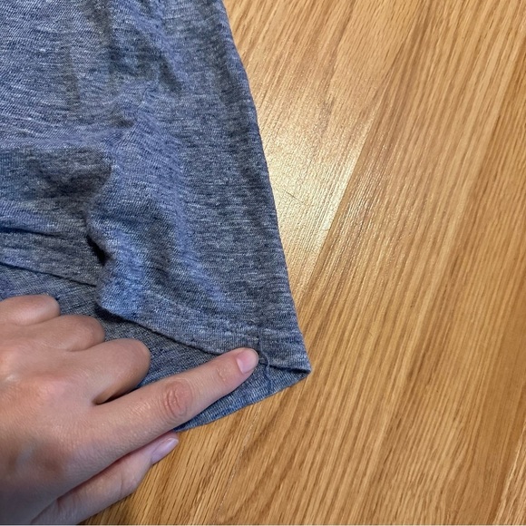 Halston 100% linen gray blue slub cotton feel button short sleeve baggy shirt L - Picture 4 of 7